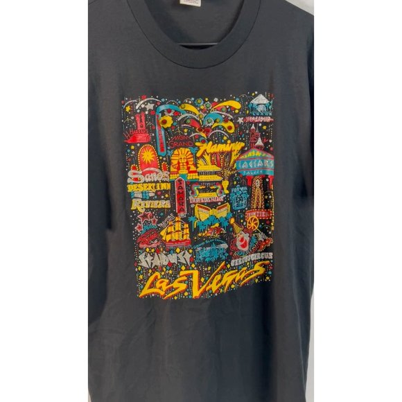 Vintage Jerzees Las Vegas T Shirt Lights Up Strip Hotels Single Stitch Large VTG - Picture 3 of 14